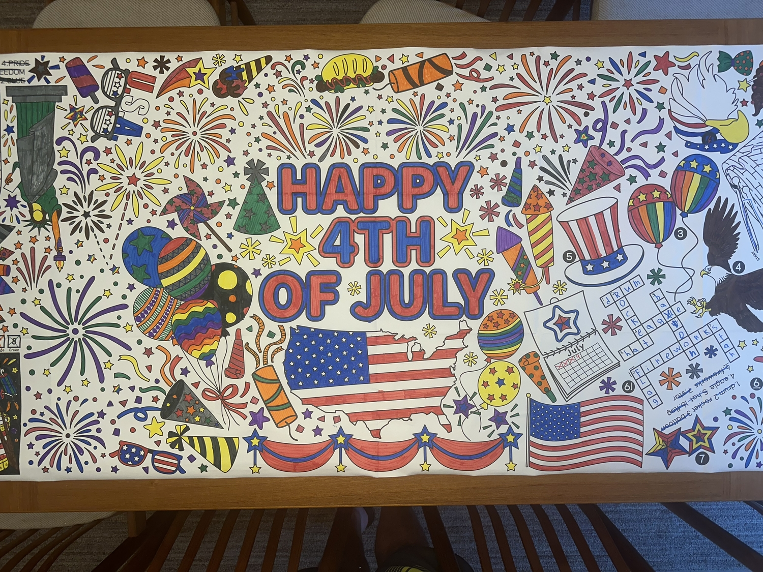 4th of July tablecloth that we all contributed to