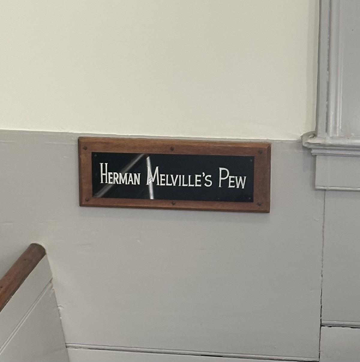 Where Herman Melville used to sit when he went to Bethal in New Bedford