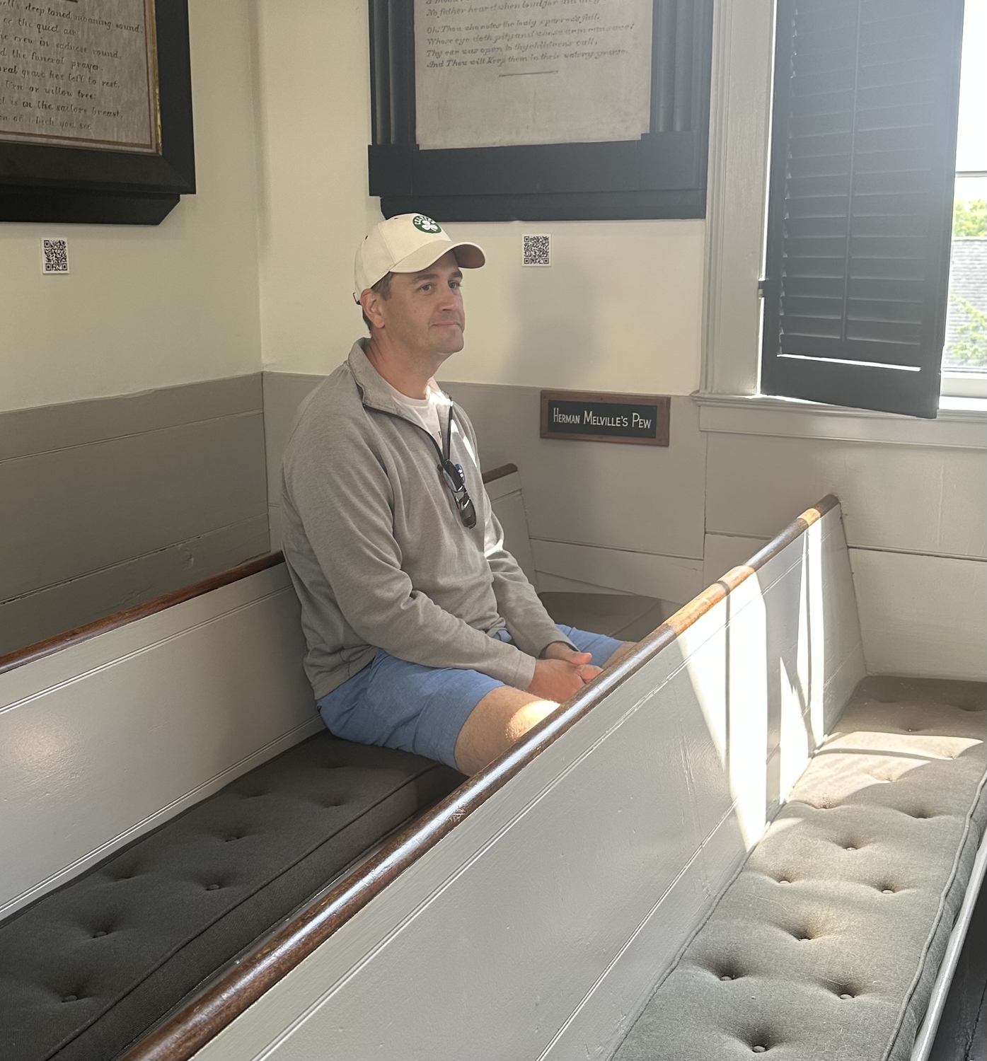 Where Herman Melville used to sit when he went to Bethal in New Bedford