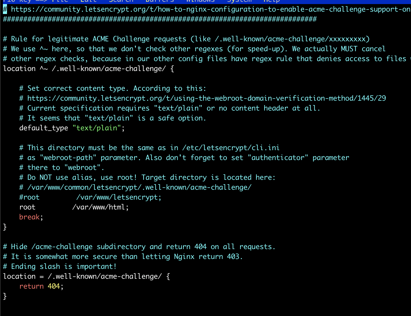 How to use letsencryptacmechallenge.conf in Nginx