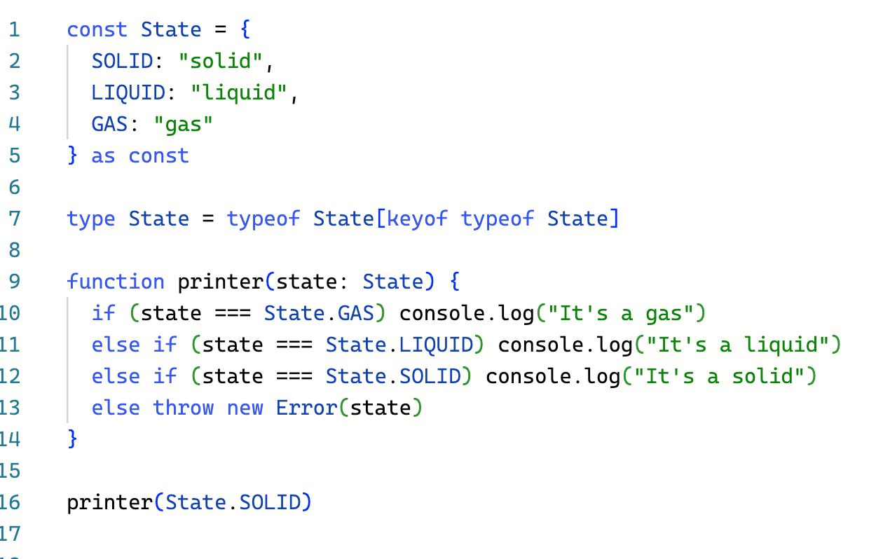 Enum State TypeScript enums without enums - Peterbe.com