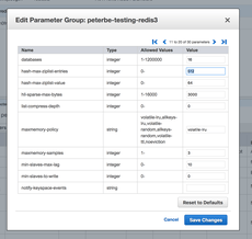 AWS ElastiCache parameter groups